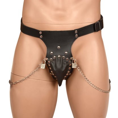 Men’s Leather Jockstrap Thongs With Chains And Locks All Products - Underwear & Thongs For Men