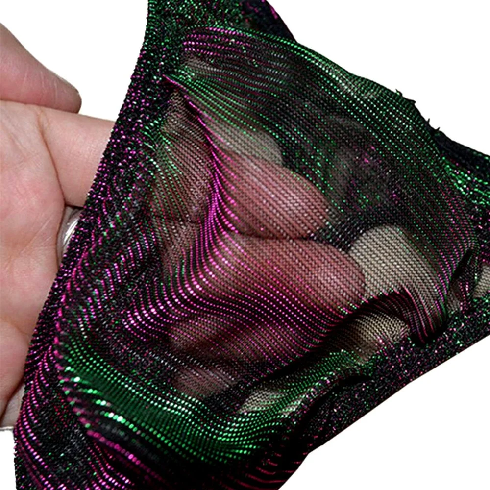 Green-Purple Glistering Low Rise Erotic Underwear All Products - Underwear & Thongs For Men