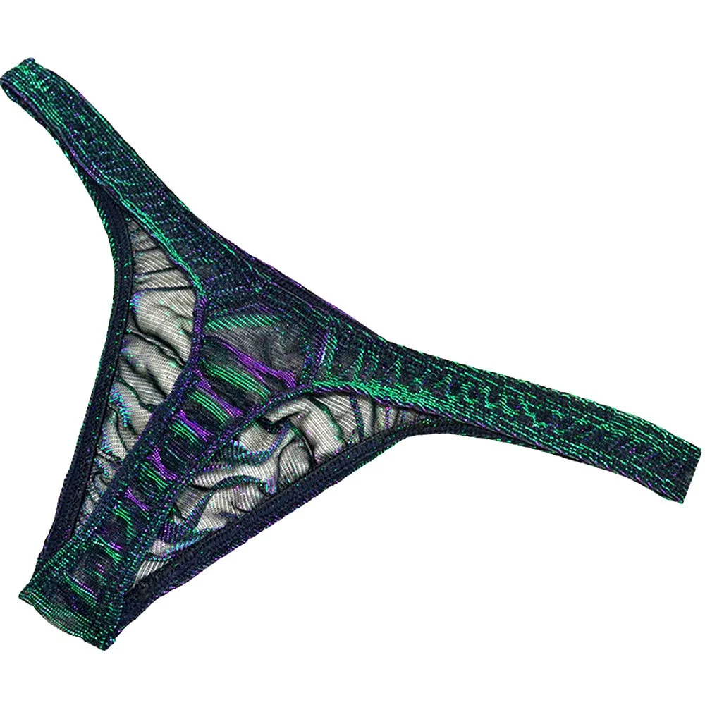 Green-Purple Glistering Low Rise Erotic Underwear All Products - Underwear & Thongs For Men