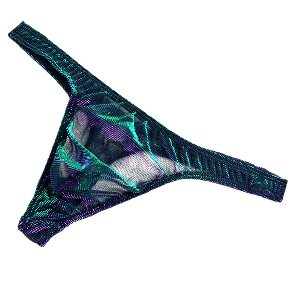 Green-Purple Glistering Low Rise Erotic Underwear All Products - Underwear & Thongs For Men