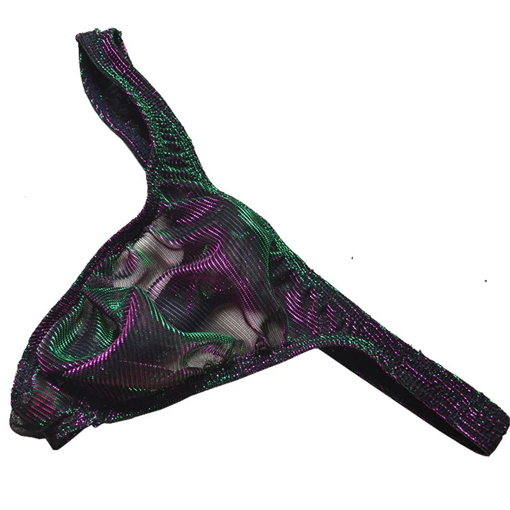 Green-Purple Glistering Low Rise Erotic Underwear All Products - Underwear & Thongs For Men