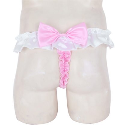 Shiny Soft Satin Lingerie With Bowtie All Products - Underwear & Thongs For Men