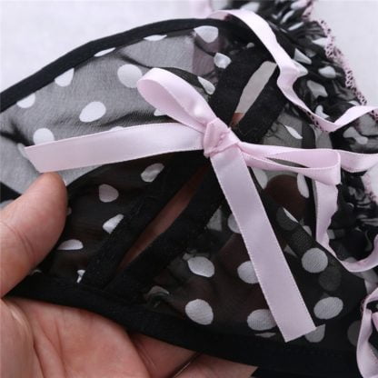 Men Ruffled Polka Dot Bra and Panties All Products - Underwear & Thongs For Men