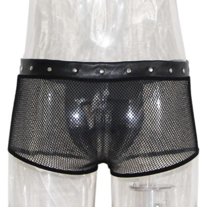 Net Boxers with Leather Pouch and Zipper All Products - Underwear & Thongs For Men