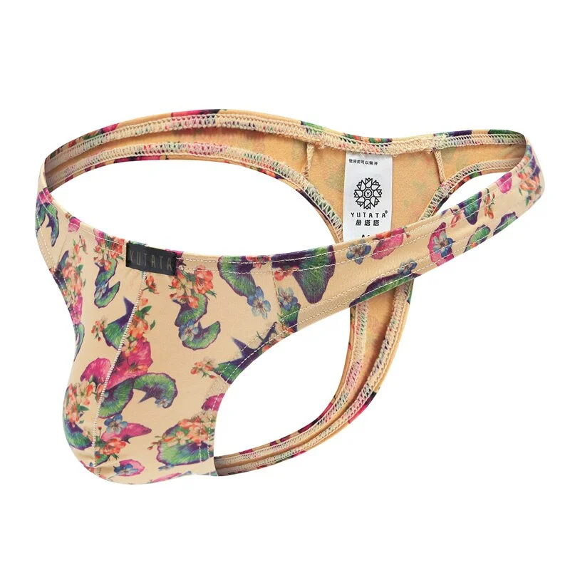 Sexy Men Bikini With Floral Pattern All Products - Underwear & Thongs For Men