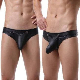 Leather G-string Panties With Penis Pouch All Products - Underwear & Thongs For Men