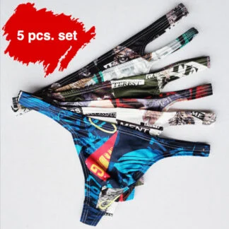 Fashion Print Mens G-Strings, 5pcs set All Products - Underwear & Thongs For Men