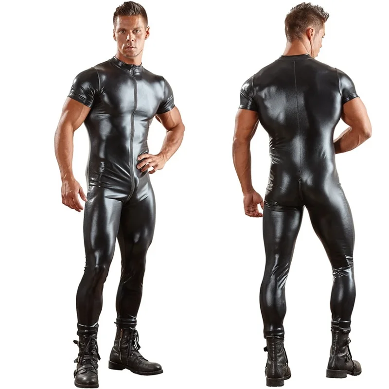 Sexy PU Leather Bodysuit / Costume For Men All Products - Underwear & Thongs For Men