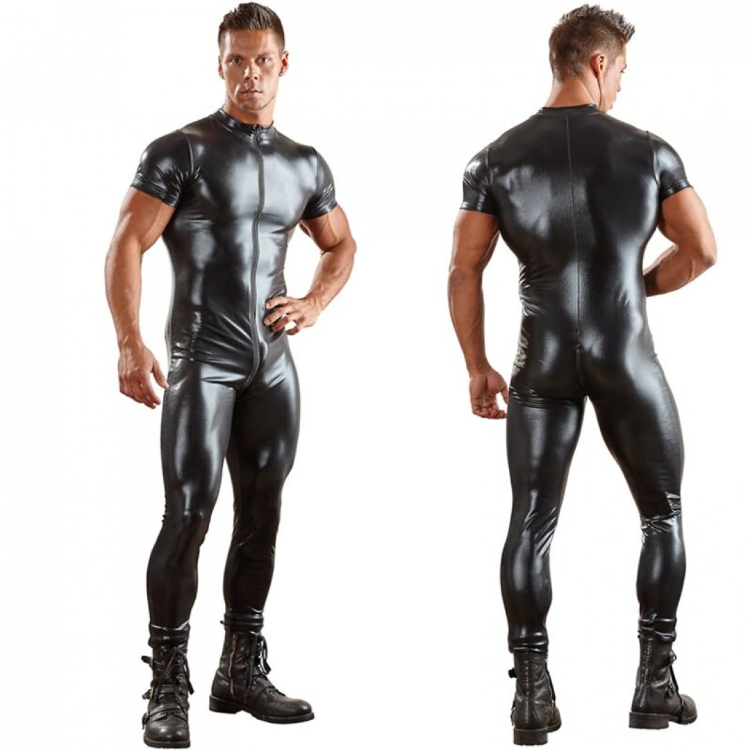 Sexy PU Leather Bodysuit / Costume For Men - Rainbow Thongs