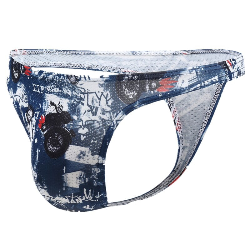 Mid Rise String Gay Men's Sexy Breathable Printed Pattern Mid-Rise Strings - Rainbow Thongs