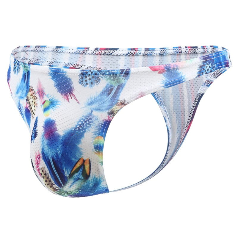 Gay Men's Sexy Breathable Printed Pattern Mid-Rise Strings - Rainbow Thongs
