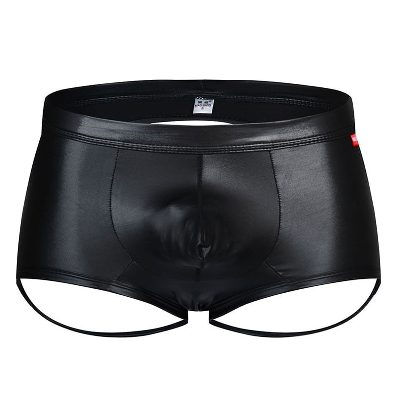 Leather Boxers With Open Butt For Gay Men - Rainbow Thongs