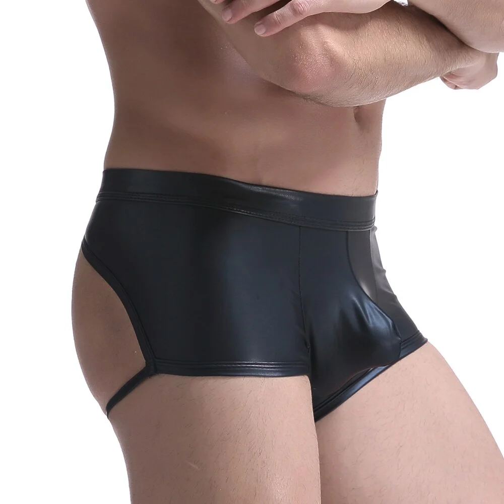 Leather Boxers With Open Butt For Gay Men All Products - Underwear & Thongs For Men