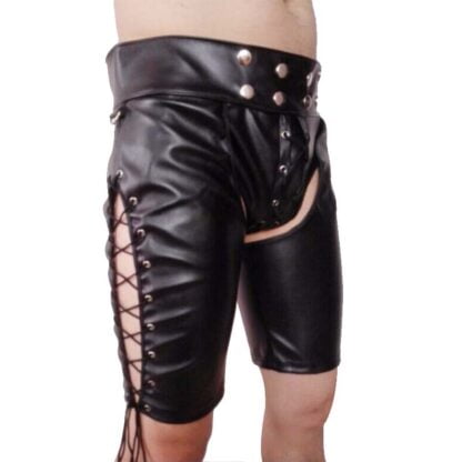 Men’s Black Leather Pants With Open Crotch All Products - Underwear & Thongs For Men