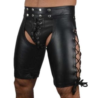 Men’s Black Leather Pants With Open Crotch All Products - Underwear & Thongs For Men